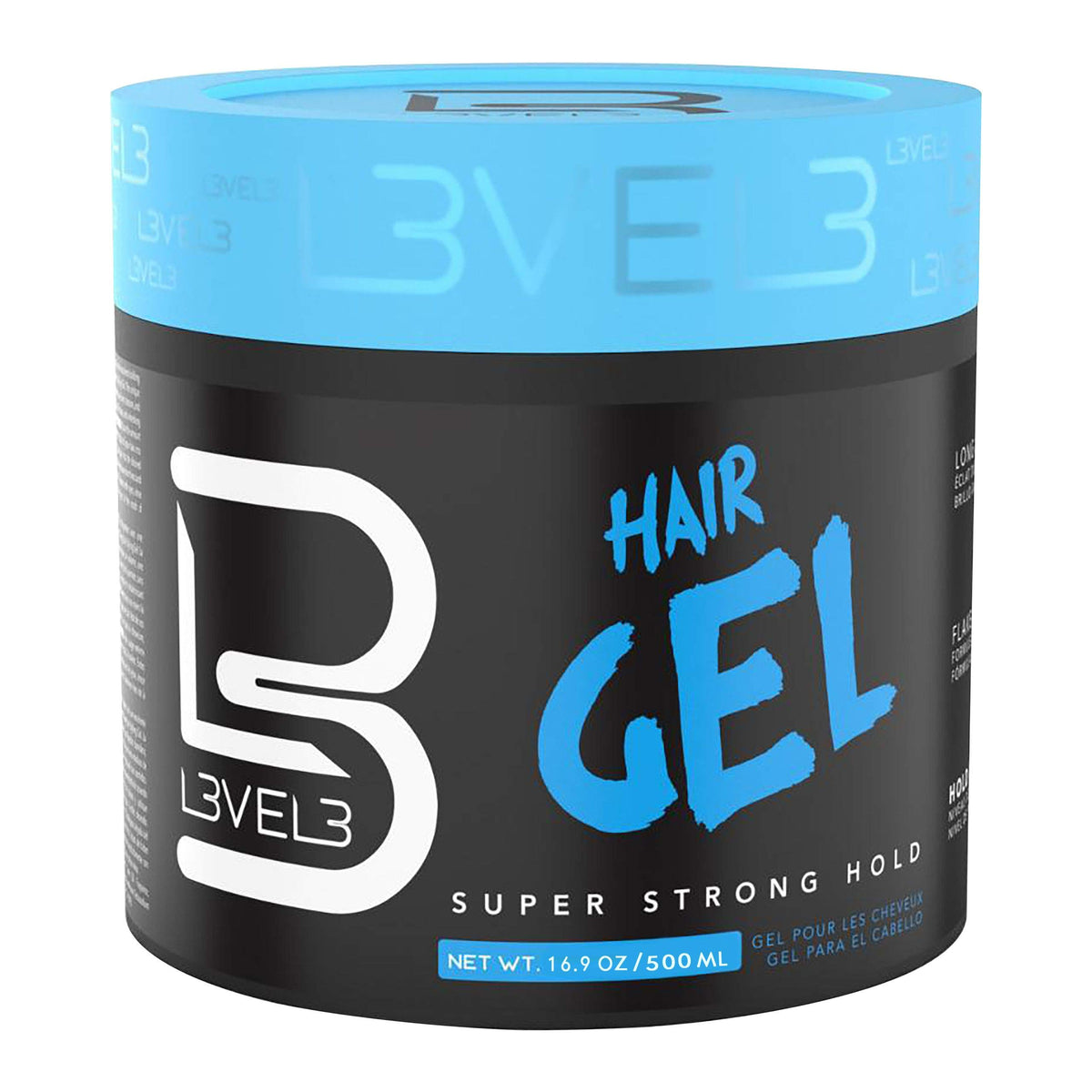 L3 Hair Gel 16.9 oz front view with clear packaging