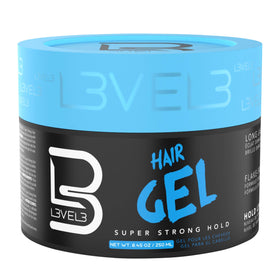 L3 Hair Gel 8.45 oz front view with clear packaging