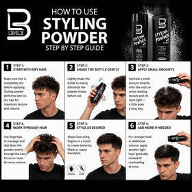 L3 Hair Texture Powder for Men 60 g matte finish demonstration