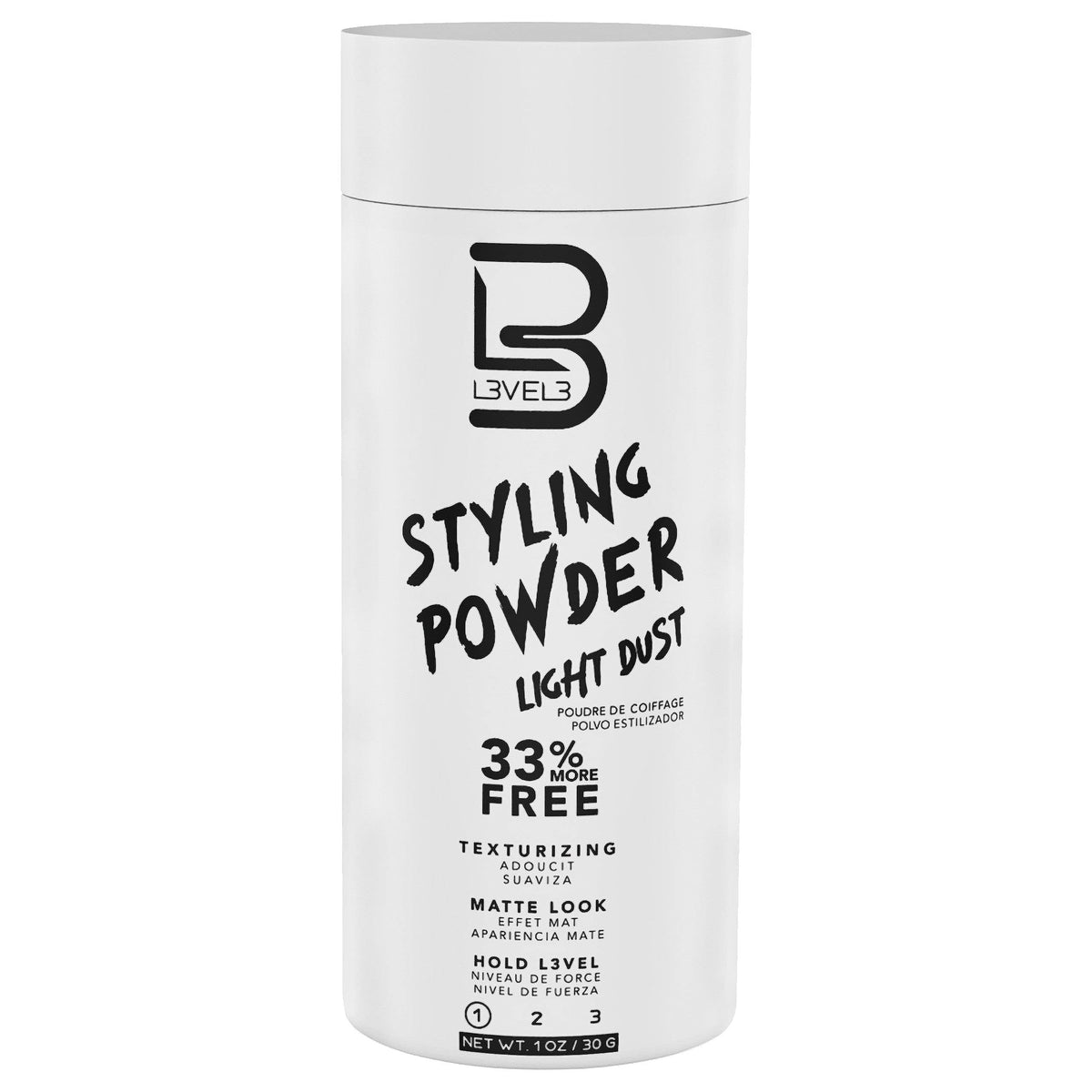 L3 Light Hold Styling Powder for Men front view packaging
