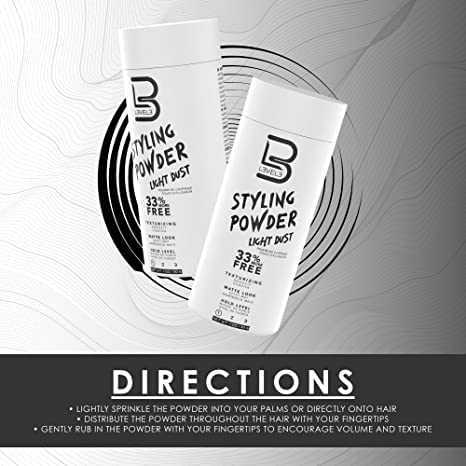 L3 Light Hold Styling Powder for Men on a bathroom counter