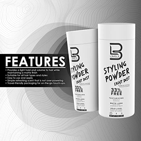 L3 Light Hold Styling Powder matte finish on hair