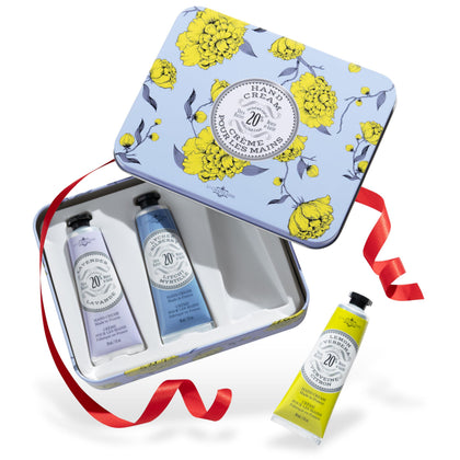 La Chatelaine Hand Cream Trio Tin with Lavender, Lychee Bilberry, and Lemon Verbena