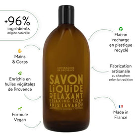 La Compagnie de Provence Anise Lavender Liquid Soap bottle side view