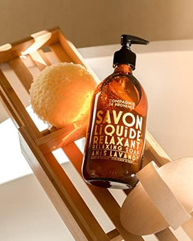 La Compagnie de Provence Anise Lavender Liquid Soap with ingredients displayed