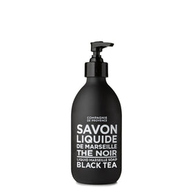 La Compagnie de Provence Black Tea Liquid Soap front view in glass bottle