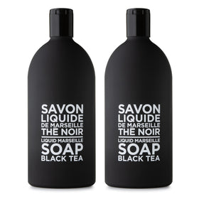La Compagnie de Provence Black Tea Liquid Soap refill bottles front view