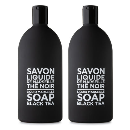 La Compagnie de Provence Black Tea Liquid Soap refill bottles front view