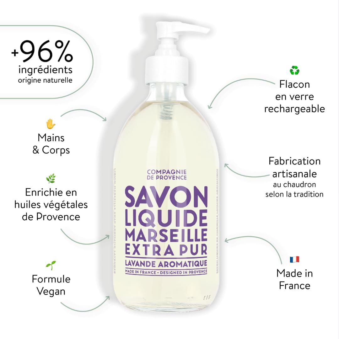 La Compagnie de Provence Lavender Liquid Soap pump dispenser close-up