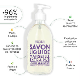 La Compagnie de Provence Lavender Liquid Soap pump dispenser close-up
