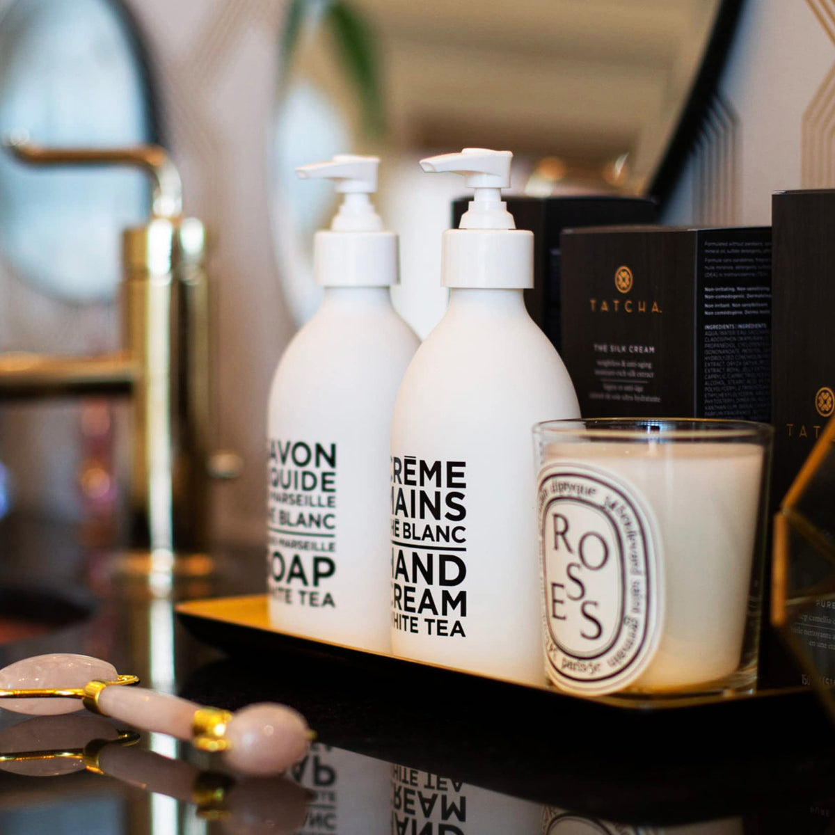 La Compagnie de Provence Liquid Marseille Soap in a bathroom setting