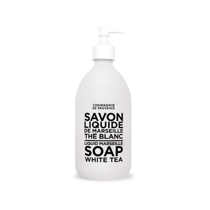 La Compagnie de Provence Liquid Soap White Tea 16.7 Fl Oz glass bottle front view