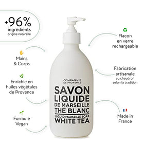 La Compagnie de Provence Liquid Soap White Tea pump dispenser close-up
