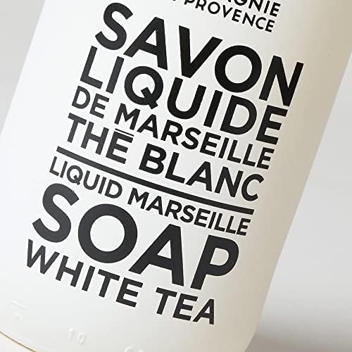La Compagnie de Provence Liquid Soap White Tea with white tea leaves