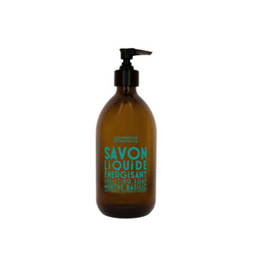 La Compagnie de Provence Mint Basil Liquid Soap front view with pump dispenser