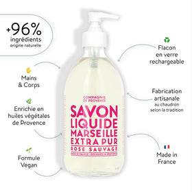 La Compagnie de Provence Wild Rose Liquid Soap pump dispenser close-up