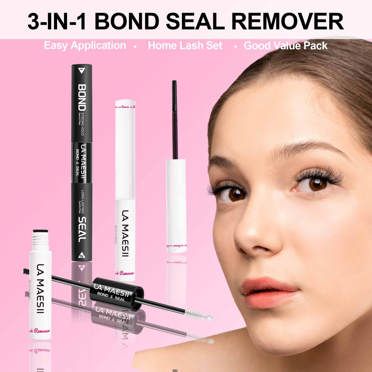 La Maesii glue remover oil in use on eyelashes