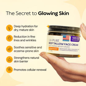LA PURE Beef Tallow Face Moisturizer 2 oz jar with lid