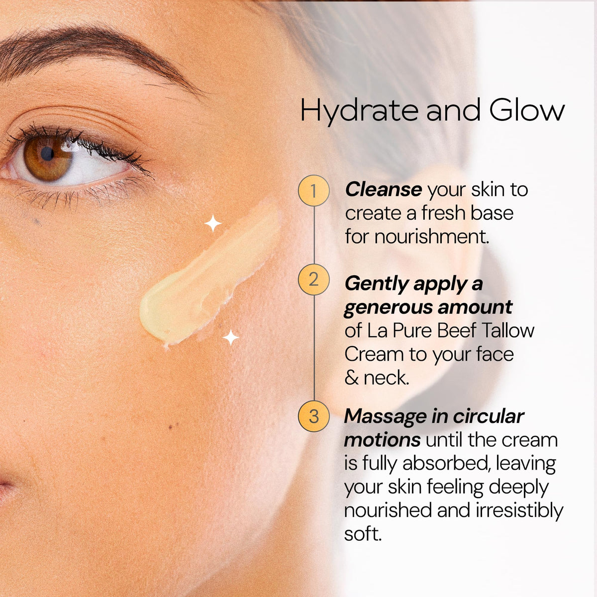 LA PURE Beef Tallow Face Moisturizer application on skin