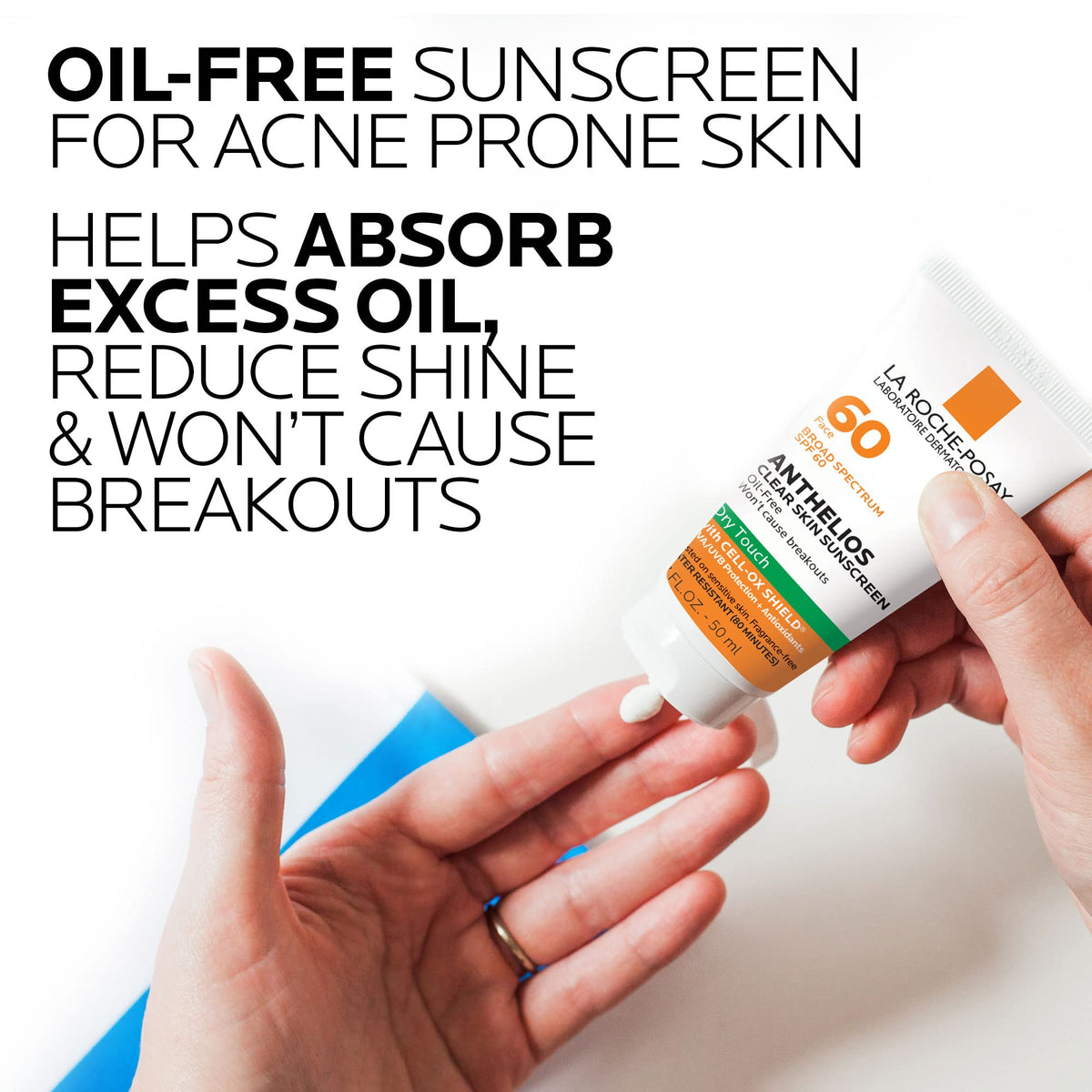 La Roche-Posay Anthelios Clear Skin SPF 60 sunscreen texture close-up