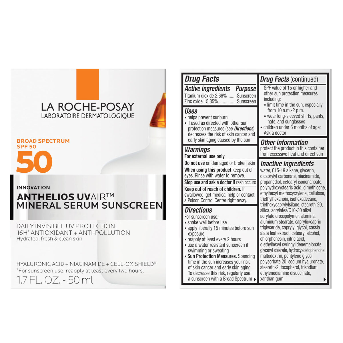 La Roche-Posay Anthelios UVAir Mineral Sunscreen Serum SPF 50 travel size