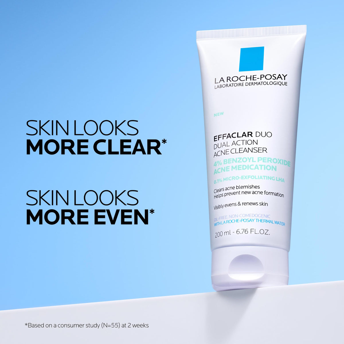 La Roche-Posay Effaclar Dual Acne Face Wash 6.76oz on bathroom shelf