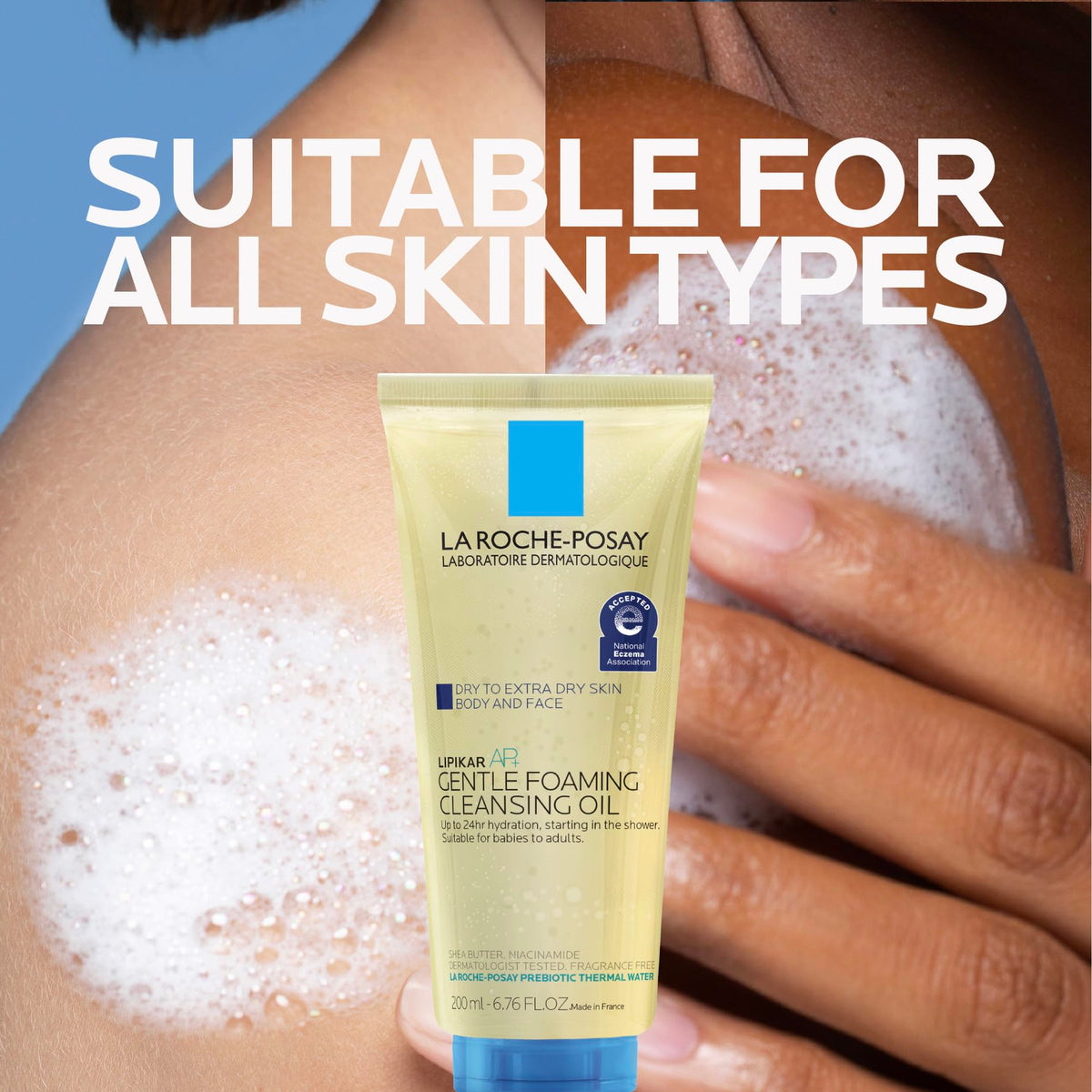 La Roche-Posay Lipikar AP+ Cleansing Oil on bathroom counter