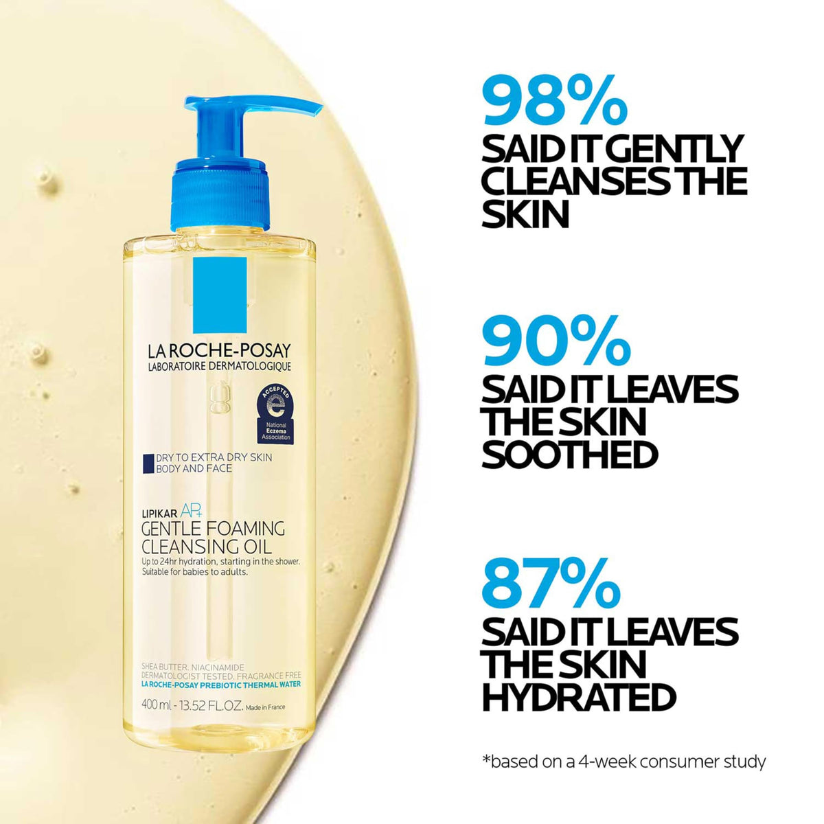 La Roche-Posay Lipikar AP+ Cleansing Oil on bathroom shelf