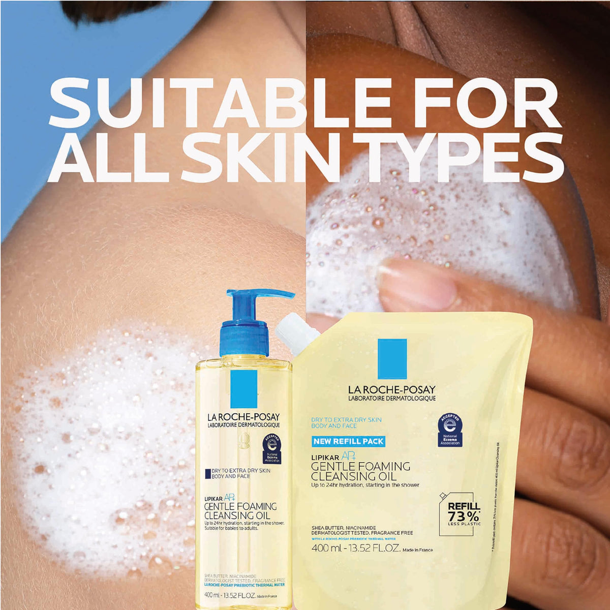 La Roche-Posay Lipikar AP+ Cleansing Oil refill process demonstration