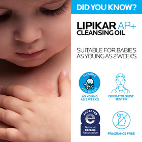 La Roche-Posay Lipikar AP+ Cleansing Oil with water splash