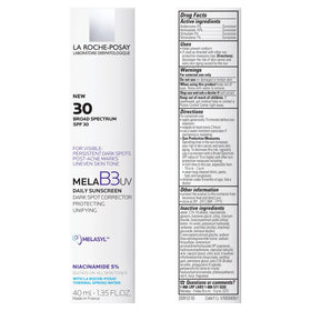 La Roche-Posay Mela B3 UV Face Sunscreen SPF 30 with ingredients list
