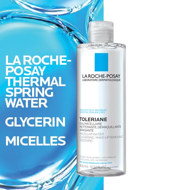 La Roche-Posay Micellar Water Makeup Remover in a bathroom setting