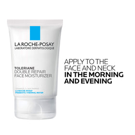 La Roche-Posay Toleriane Double Repair Face Moisturizer on a bathroom shelf