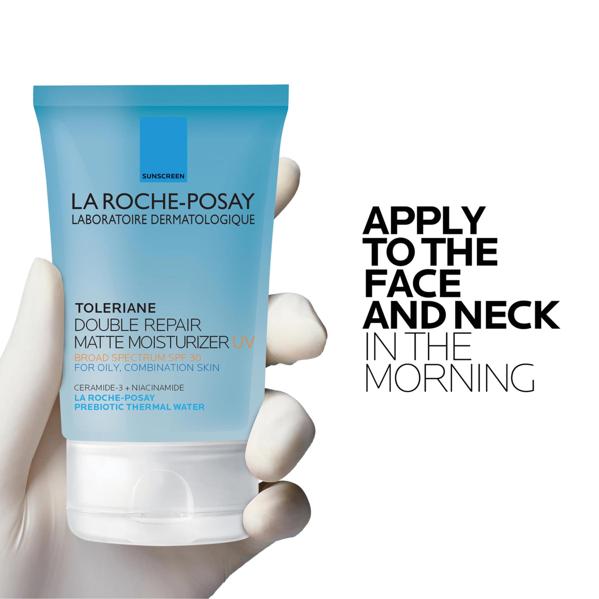La Roche-Posay Toleriane Double Repair Matte Face Moisturizer SPF 30 in hand