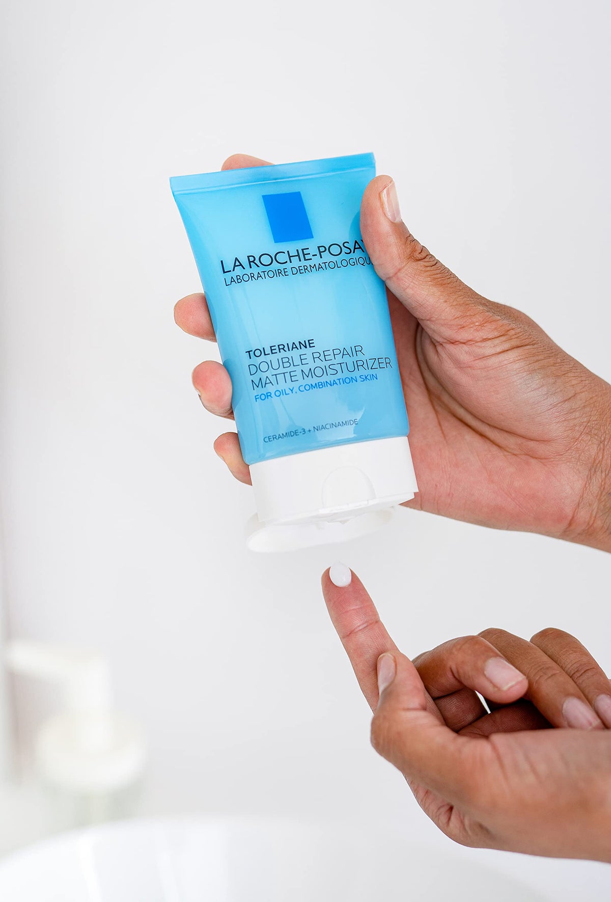 La Roche-Posay Toleriane Double Repair Moisturizer on bathroom counter