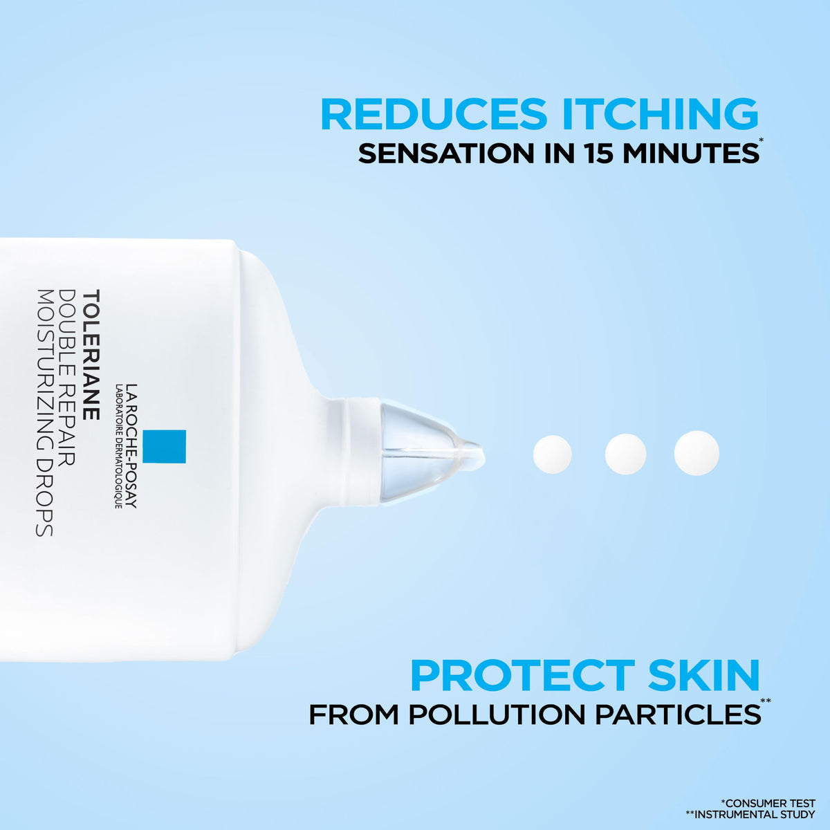 La Roche-Posay Toleriane Double Repair Moisturizing Drops on a skincare shelf