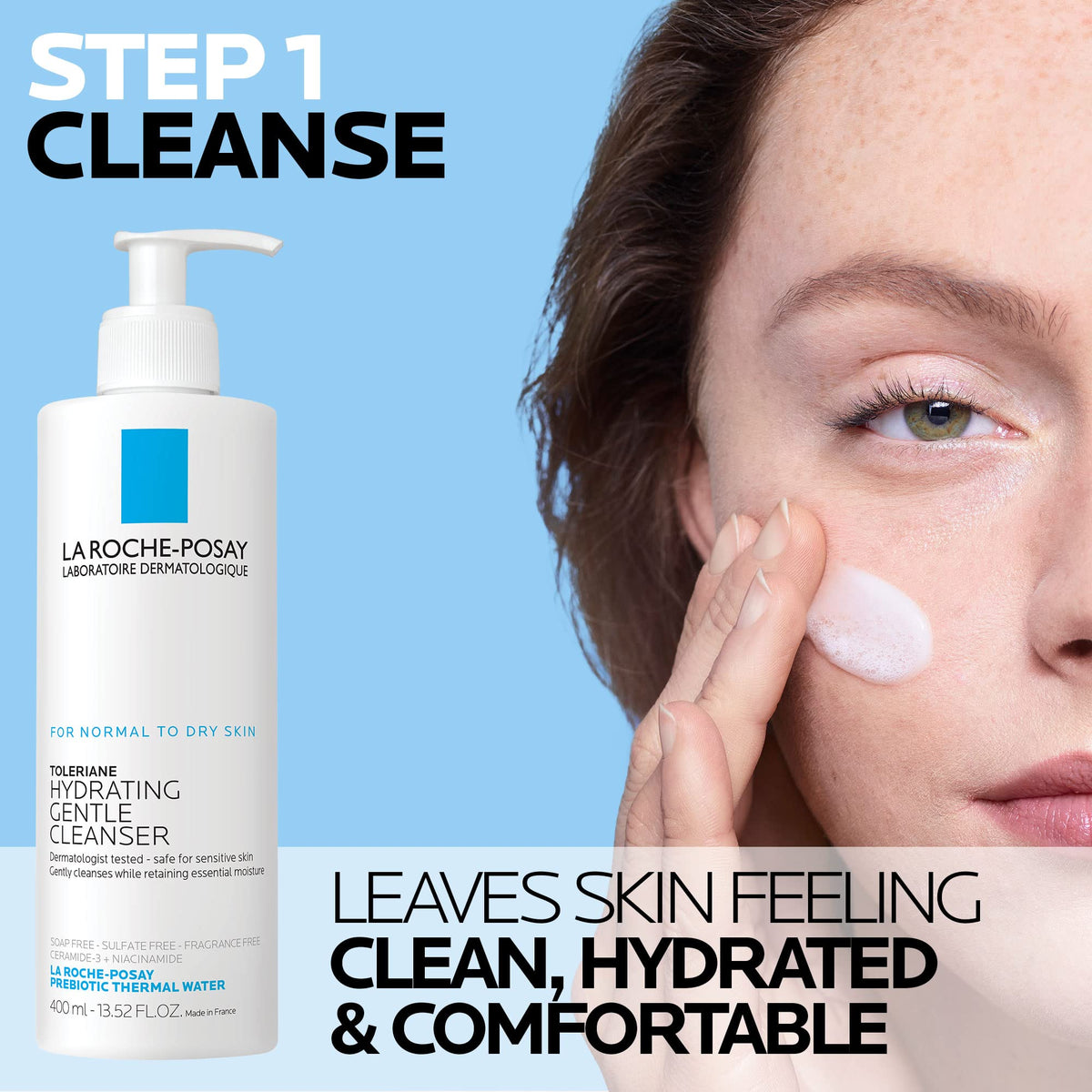 La Roche-Posay Toleriane Hydrating Gentle Cleanser tube with product details