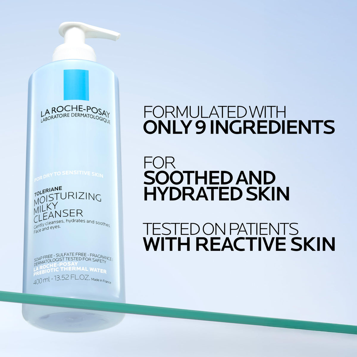 La Roche-Posay Toleriane Moisturizing Milky Cleanser 13.5oz with texture close-up