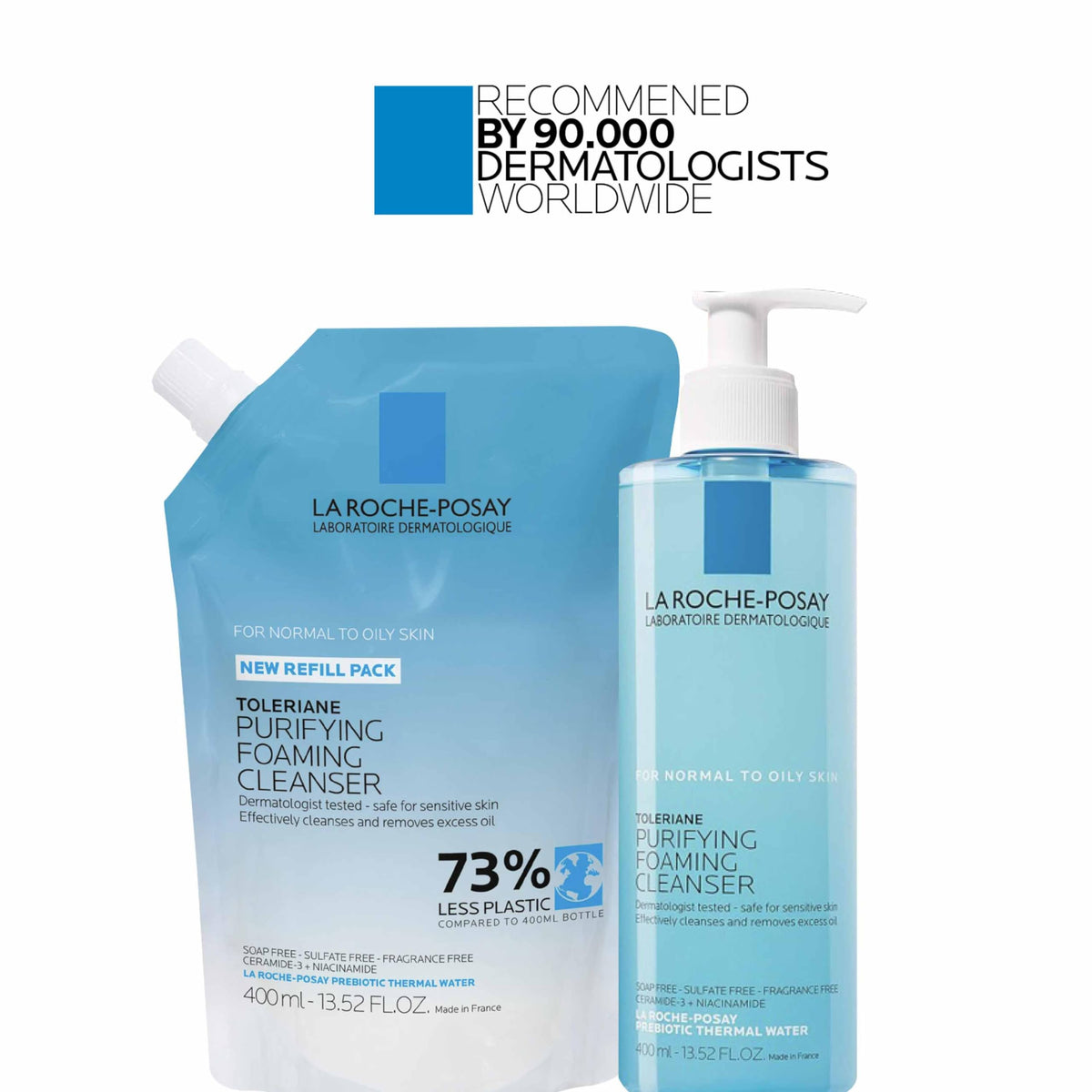 La Roche-Posay Toleriane Purifying Foaming Cleanser with other skincare products