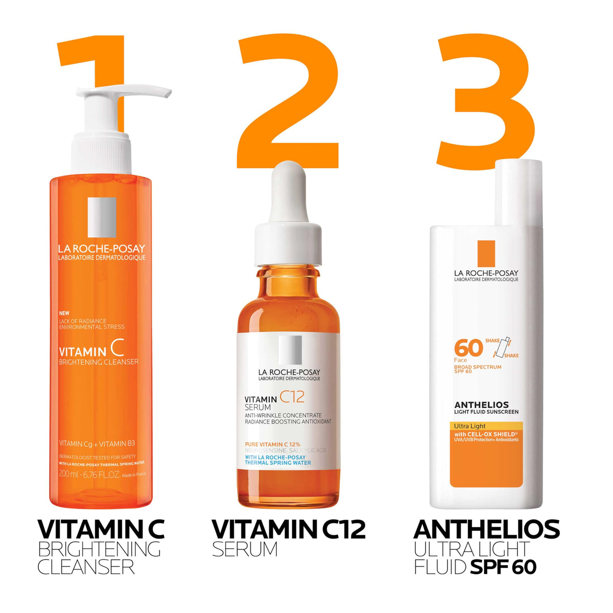 La Roche-Posay Vitamin C Brightening Face Wash with glowing skin