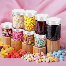 Labelled Loretoy jars with DIY stickers on a table