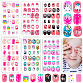 Labeol 144 pieces kids press on nails assorted designs front view