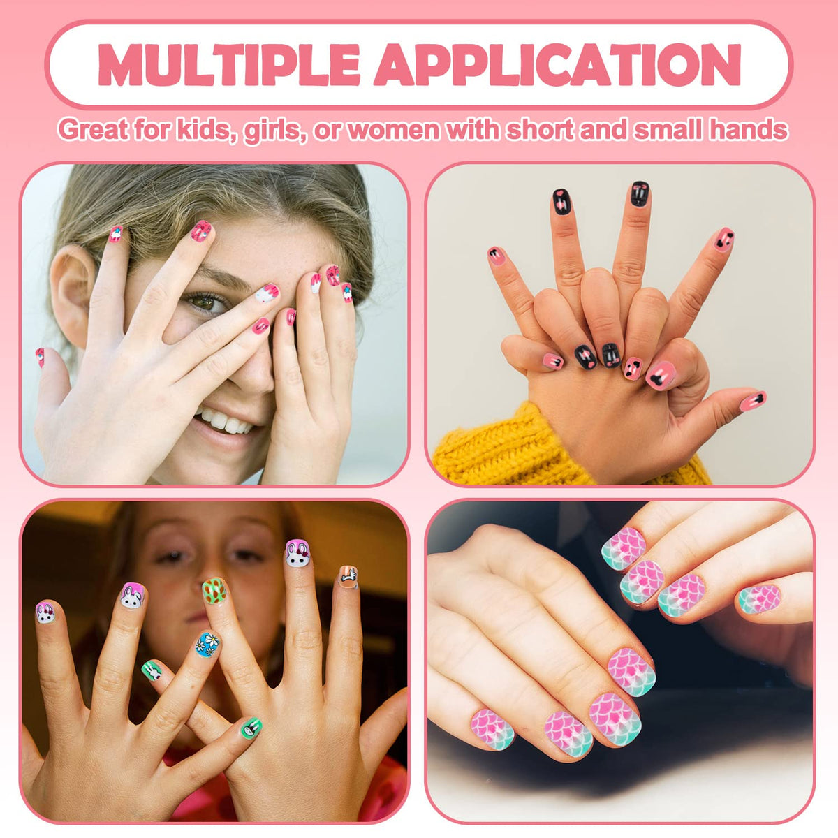Labeol assorted size press on nails for kids