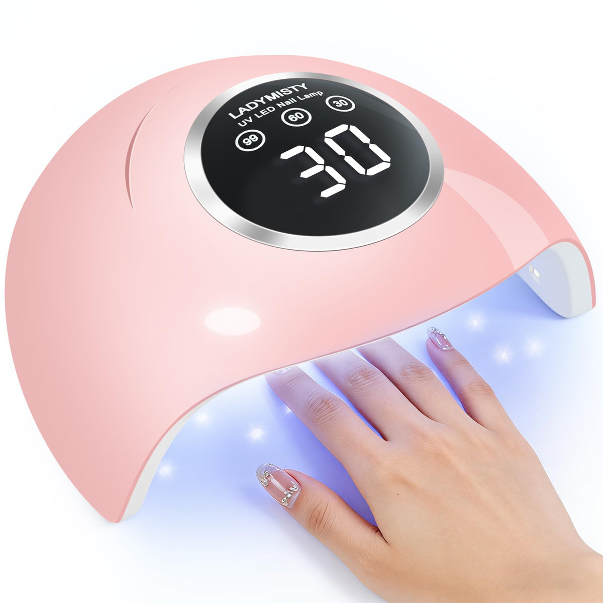 LadyMisty 72W UV LED Nail Lamp front view in pink