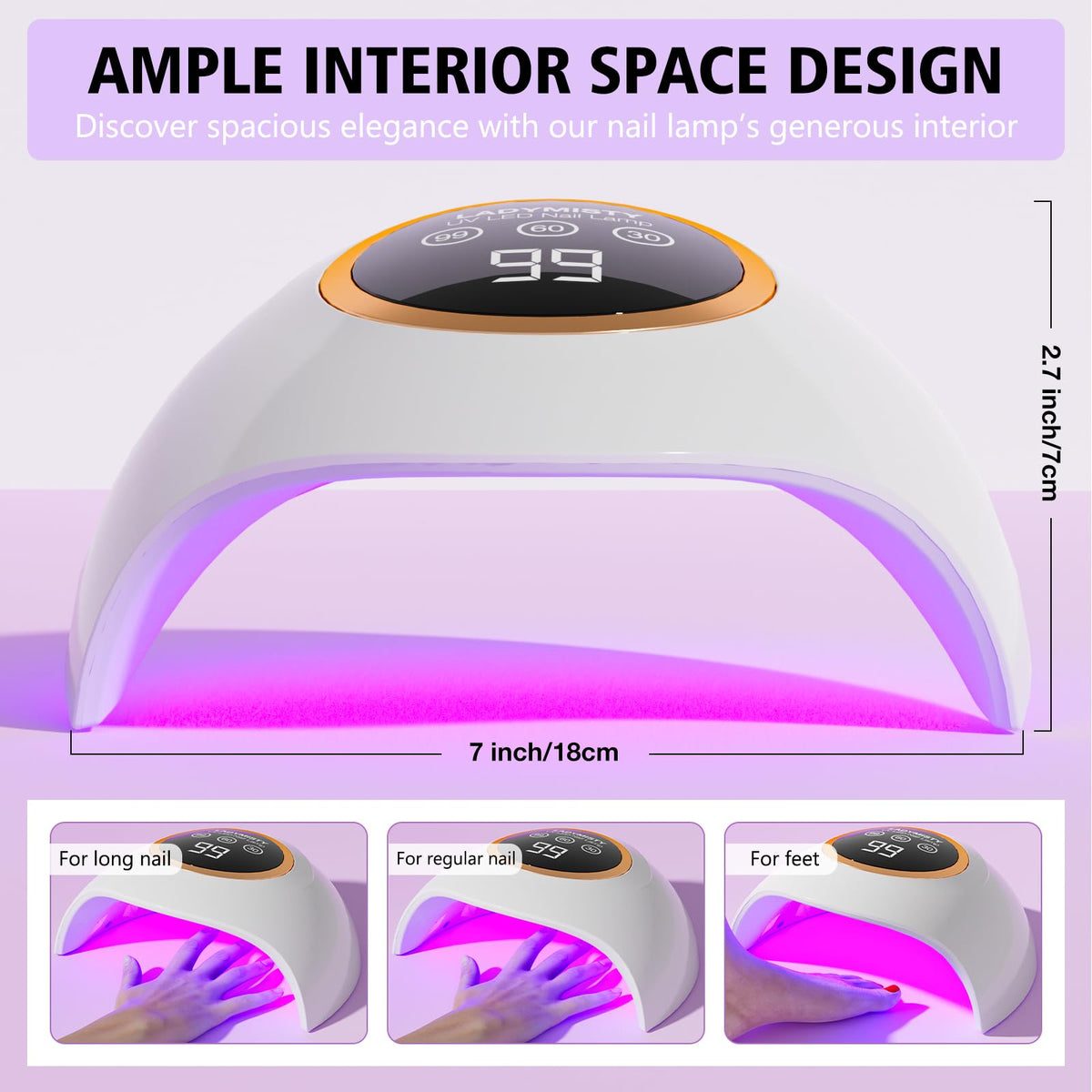 LadyMisty 72W UV Nail Lamp compact design for storage