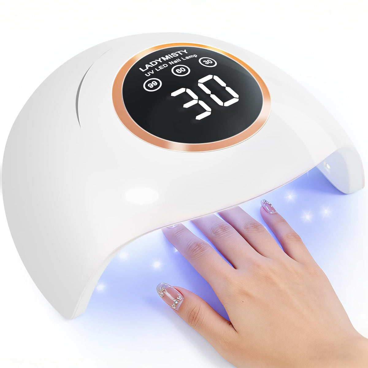 LadyMisty 72W UV Nail Lamp front view with LCD display