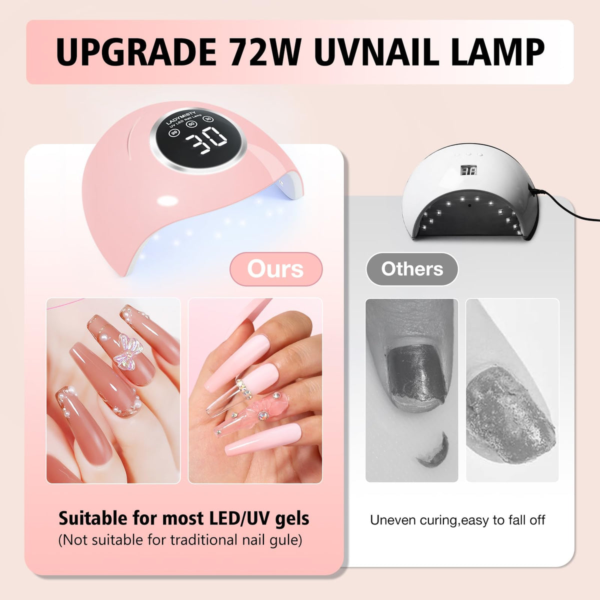 LadyMisty Nail Lamp in use with gel polish