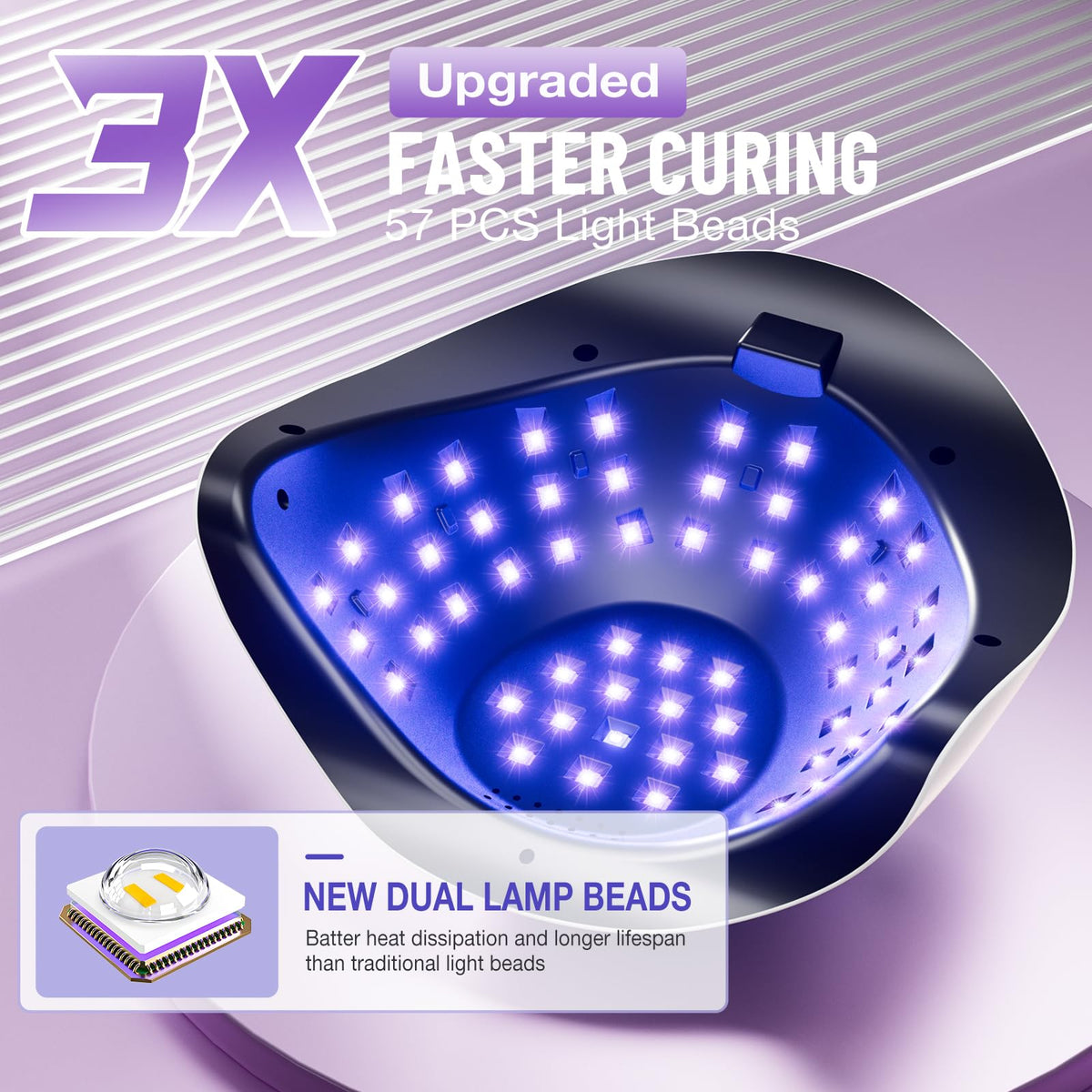 LadyMisty nail lamp side view showing lamp beads
