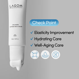 LAGOM Collagen Lifting Neck Cream tube close-up showing texture