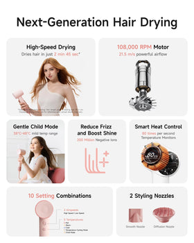 Laifen SE 2 Hair Dryer with diffuser attachment for curls